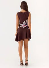 Maris Asymmetrical Mini Dress - Velvet Bloom