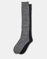 FALL 2 PACK MARLED KNEE HIGH SOCKS BLACK