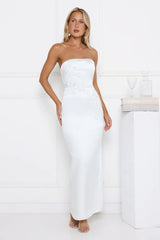 Dusk Desire Strapless Embellished Maxi Dress White