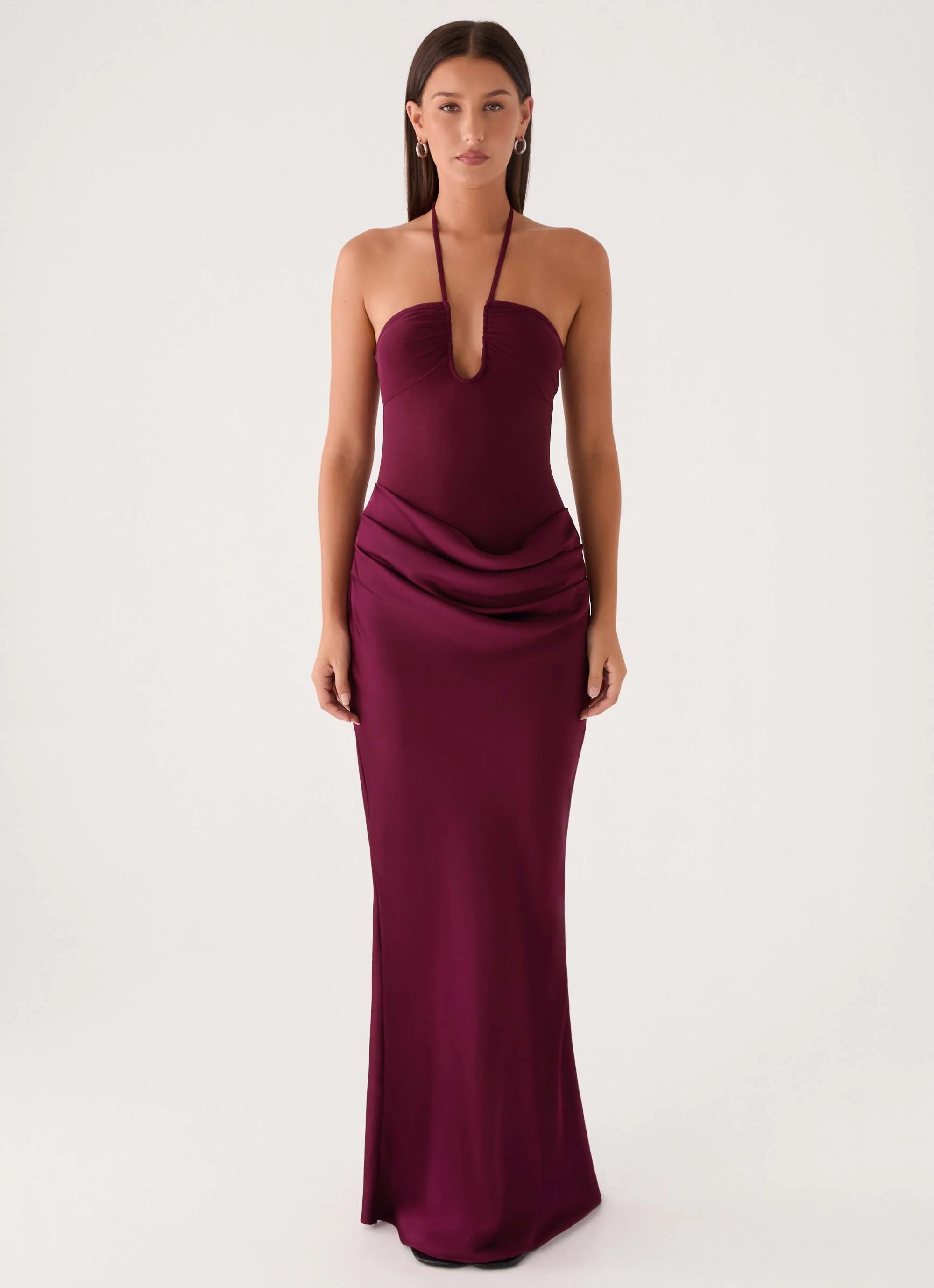 Verner Halter Maxi Dress - Plum