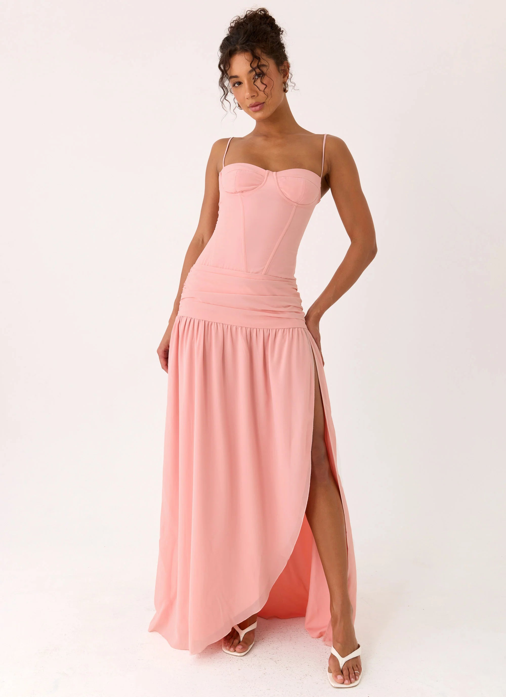 Clemence Bustier Maxi Dress - Coral