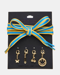 SHOE LACES AND CHARMS BLUE/YELLOW