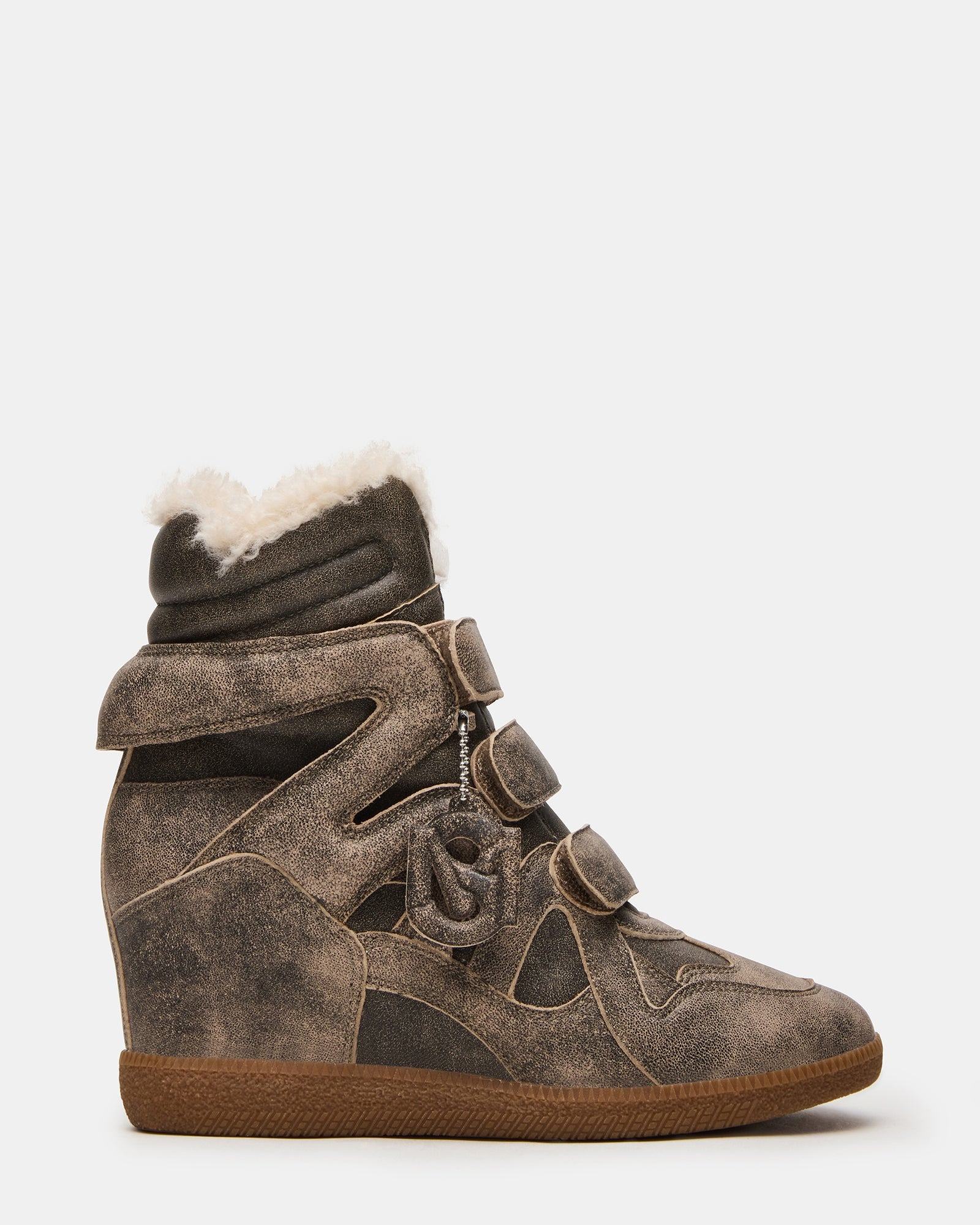 MAVIS FAUX FUR BROWN DISTRESSED