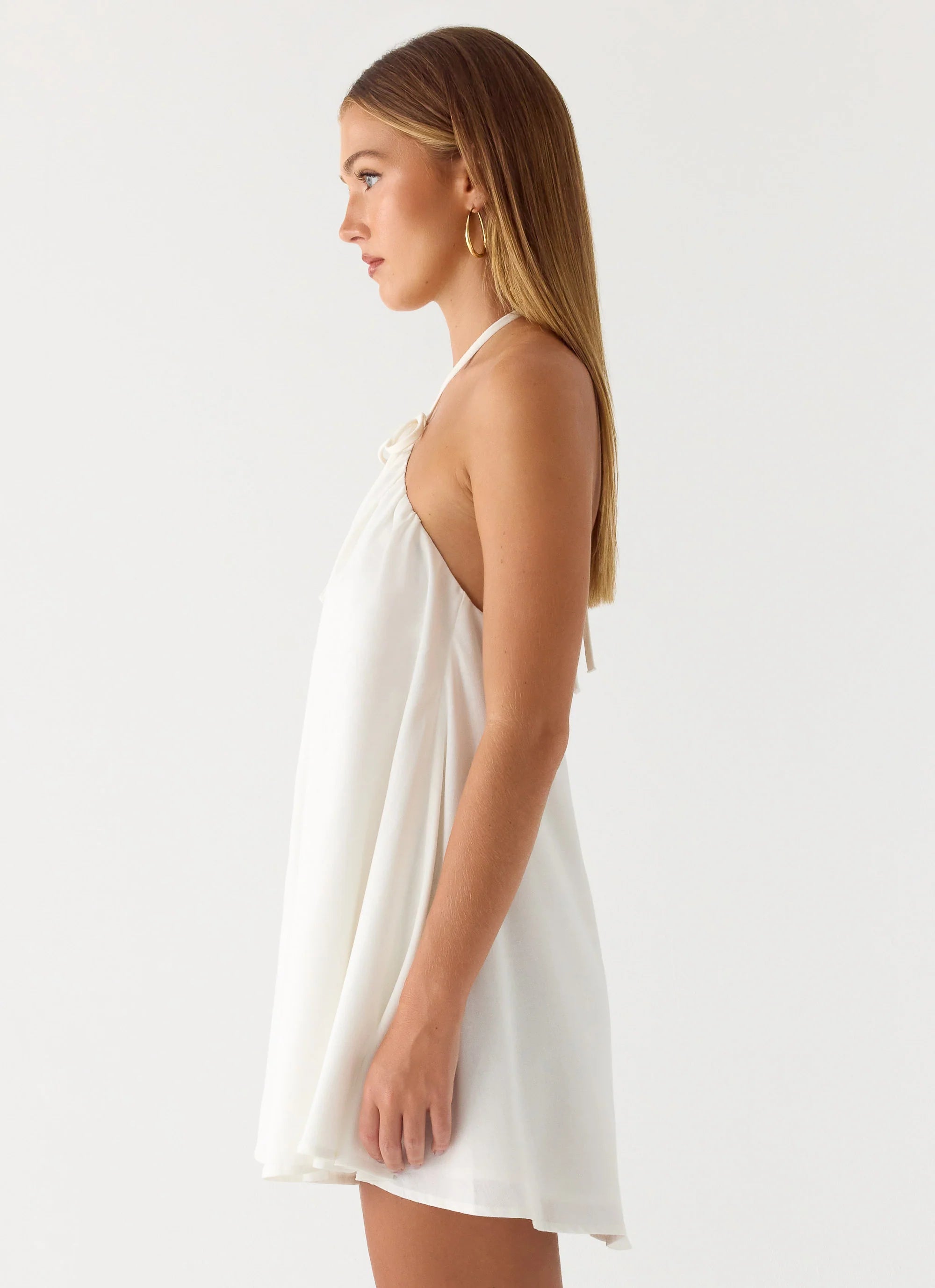 Soft Breeze Linen Mini Dress - White