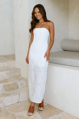 Ocean Air Oasis Strapless Maxi Dress White