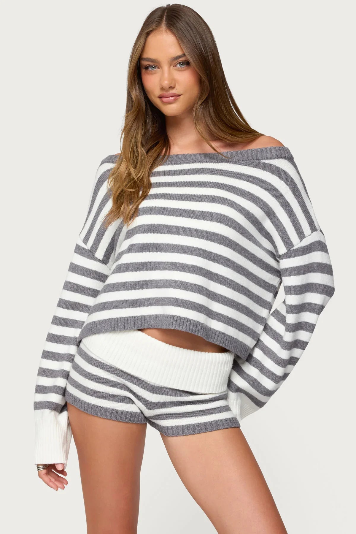 Saphi Striped Oversized Knit Sweater